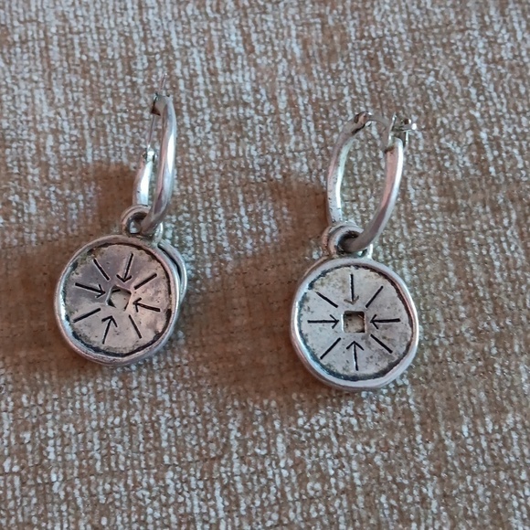 Silver Tone Hoop Dangle Earrings - Picture 4 of 7